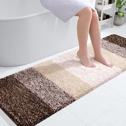 OLANLY Tapis de Salle de Bain Extra Doux et Absorbant en Microfibre – Revers en Caoutchouc – Séchage Rapide – Lavable en Machine – pour Sol de Salle de Bain, Baignoire, Douche et Accessoires de