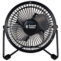 Russell Hobbs Ventilador de escritorio con USB, 10,16 cm, ligero, compacto, portátil, silencioso, con cable de 1 m, negro, RHUSBF0421B