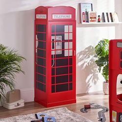 Julian Bowen Armoire Cabine téléphonique, Bois d'ingénierie, Rouge, 190 x 55 x 64 cm