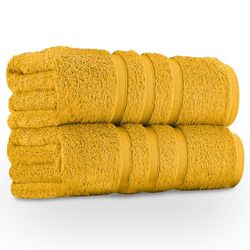 GC GAVENO CAVAILIA Extra Large Bath Sheets - 2 Pack, 100% Egyptian Cotton, Highly Water Absorbent & Quick Dry - Ochre