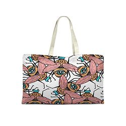 Bonamaison Printed Tote Bag, Reusable Grocery Bag, Shopping Bag, Machine Washable, Foldable, Canvas Cloth Bag with Handles, 50x40 Cm