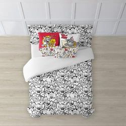 BELUM | Tom & Jerry Duvet Cover | Tom & Jerry Model Black & Withe Duvet Cover with Buttons | Duvet Cover 100% Cotton | Duvet Cover (105 x 240 cm))