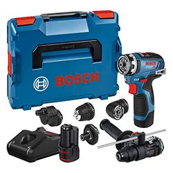 Bosch Professional 12V System GSR 12V-35 FC - Atornillador a batería (Brushless, 35 Nm, 5 cabezales FlexiClick, 2 baterías x 3.0 Ah, en L-BOXX)