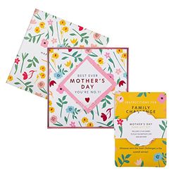 Hallmark Biglietto per la festa della mamma, design floreale con gioco di carte ricordo e scatola regalo, biglietto per la festa della mamma per mamma, rosa, giallo, bianco