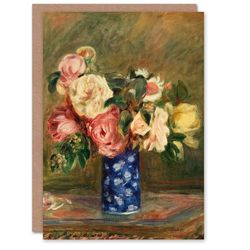 Artery8 Pierre Auguste Renoir Art Card Bouquet of Roses