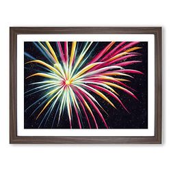 Statuesque Fireworks H1022 Framed Print for Living Room Bedroom Home Office Décor, Wall Art Picture Ready to Hang, Walnut A4 Frame (34 x 25 cm)