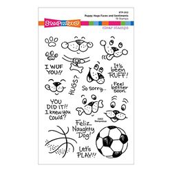 Spellbinders Juego de sellos transparentes de caras y sentimientos de cachorros de la colección Stampendous Hugs, uno