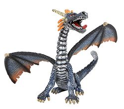 Topper Bullyland 75594 - figura de jogo, dragão sentado azul/prateado, aprox. 11 cm de altura, figura pintada à mão, sem PVC, para que as crianças brinquem de forma imaginativa