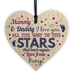 RED OCEAN Mummy To Be Gifts Daddy To Be Card Wooden Heart From Bump Gifts Keepsake