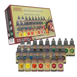 The Army Painter Speedpaint Mega Set, 24 flaconi contagocce di colori acrilici non tossici da 18 ml tra cui 1 pennello mostri set di colori veloci per pittura in miniatura