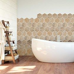 Stickers adhésifs carrelages hexagones | Sticker Autocollant Carreaux de Ciment - Mosaïque Mural Salle de Bain & Cuisine 15x13,5cm - 28 pièces