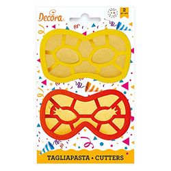 DECORA, 0255136 Kit d'emporte-pièces masques de carnaval, Le kit idéal pour créer des décorations en pâte à sucre ou en pâte à gomme, Fabriqué en Italie, Design original. Ensemble de 2 pièces.