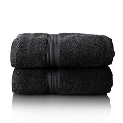 Glart - Lot de Serviettes Éponge de Qualité Supérieure, Gamme Disponible en 6 Coloris et 5 Tailles, Coloris : Noir, 2 Draps de Bain de 70 X 200 cm