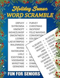 Holiday Season Word Scramble Fun For Seniors: Large Print 80 Puzzles With Solutions
