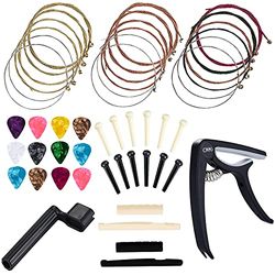 Anvin Akoestische Gitaar Accessoires Kit Gitaar Snaren Vervanging Veranderende Tool Inclusief Gitaar Akoestische Snaren, Picks, Capo, String Winder, Brug Pins, Picks voor Gitaristen Beginners (48