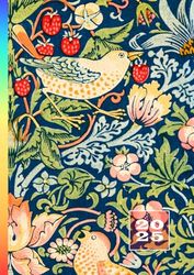 2025: Terminkalender mit Uhrzeiten 5 Uhr – 23 Uhr täglich | 1 Woche auf 2 Seiten | A4 Wochenplaner mit Zeiteinteilung | Kalenderbuch Planer Organizer ... | William Morris Vogel Floral Muster