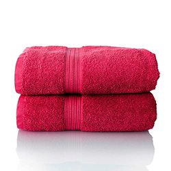 ALCLEAR set of terry hand towels, range of soft and highly absorbent towels, OEKOTEX 100 certified, 5 colours & 5 sizes, colour: RED, 2 x sauna towels 70 x 200 cm