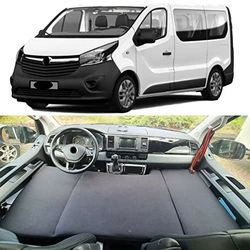 BREMER SITZBEZÜGE Camper Bed Driver's Cab Bed Compatible with Vauxhall Vivaro B 2014-2019, Black, Cold Foam Mattress, 150 x 65 x 8 cm