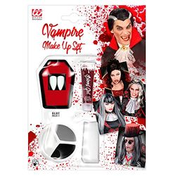 W WIDMANN MILANO Party Fashion - Kit de maquillage vampire, palette variée, éponge d'application facile, fausses dents réalistes, faux sang dramatique, parfait pour Halloween et soirées déguisées