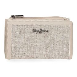 Pepe Jeans Maddie Portafoglio con porta carte di credito beige 17 x 10 x 2 cm poliestere con dettagli in finta pelle, Beige, Cartera con Tarjetero, Portafoglio con porta carte di credito