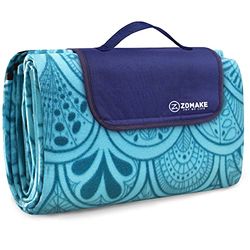 ZOMAKE Grote picknickdeken waterdicht, 200 x 200, picknickmat voor buiten, opvouwbare dekens voor camping, strand, tuin, park - extra groot picknicktapijt (pauwblauw)