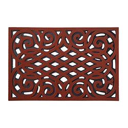 Nicoman Outdoor Doormat Decorative Stair Mats Heavy Duty Drainage Dirt Trapper Porch Rubber Skid Proof Anti Slip - (Small, Terracotta, 60 x 40cm)