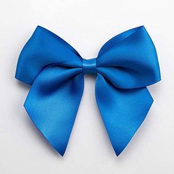 Italian Options Large Satin Ribbon Bows Self Adhesive 6-Piece Pack, 10 cm Bow Width, Royal Blue