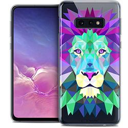 Caseink fodral för Samsung Galaxy S10e (5.8) fodral [kristallgel HD polygon djurserie - mjuk - ultratunn - tryckt i Frankrike] lejon