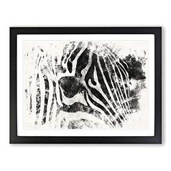 Zebra Vol.1 Watercolour Modern Framed Wall Art Print, Ready to Hang Picture for Living Room Bedroom Home Office Décor, Black A2 (64 x 46 cm)