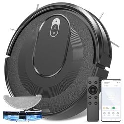 Vexilar Robot Aspirapolvere Lavapavimenti 4000Pa,Serbatoio Acqua Elettrico 3 In 1,Aspirapolvere Robot Controllo SIRI/APP/Alexa/IFTTT, Robot Lavapavimenti e Aspirapolvere
