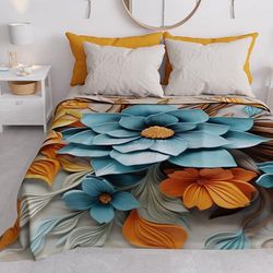 PETTI ARTIGIANI ITALIANI - Colcha Cama 220x250 cm Microfibra, Primavera Verano, Colchas Bouti Modernas, Edredón Cubrecama Ligero Doble, Individual y Media, Floral 05-16, 100% Made in Italy