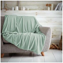 GC GAVENO CAVAILIA Luxury Popcorn Honey Comb Sofa Bed Blanket, Easy Care Super Soft & Warm Fluffy Settee Waffle Throw, Duck Egg, 150X200, 651277