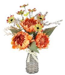 Bouquet de fleurs artificielles Protea dans un vase, 45 cm, artichauts, chardon, fleurs en soie, fleurs décoratives, pour mariage, automne, décoration de table comme vrai, orange