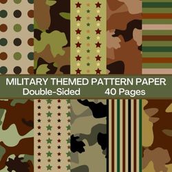 Military Theme Scrapbook Paper 40 Pages 20 Sheets: Double Sided Pattern Paper for Scrapbooking, Card Making, Origami, DIY and More