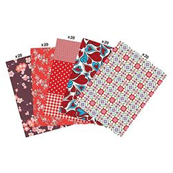 Décopatch - Ref MP010C - Pack of 100 Sheets of Décopatch Paper - Each Sheet is 30 x 40cm, 5 Designs Included (20 sheets of each) - Suitable for Wood, Metal, Plastic & More - Red