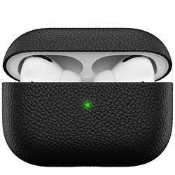 KeyBudz Artisan Étui de Protection en Cuir véritable pour Apple AirPods Pro Case, étui en Cuir véritable, Accessoires pour écouteurs, Noir