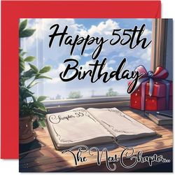 Anime 55th Birthday Cards for Woman Men - The Next Chapter - Happy Birthday Card for Dad Mum Grandad Nanny Grandma Uncle Auntie Cousin Friend, 145mm Bday Greeting Cards