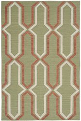 SAFAVIEH Tapis Contemporain Pour Salon, Salle à manger, Chambre à coucher - Dhurrie Collection, Tapis à poil court, Vert et rouille, 122 X 183 cm