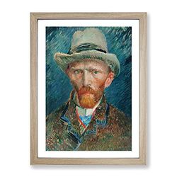 Self Portrait Vol.2 By Vincent Van Gogh Classic Painting Framed Wall Art Print, Ready to Hang Picture for Living Room Bedroom Home Office Décor, Oak A4 (34 x 25 cm)