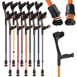 Flexyfoot Shock Absorbing Comfy Grip Adjustable Crutch – Improves Safety, Improves Comfort, Reduces Shocks & Jarring – 0range – Right Handed