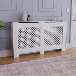 Vida Designs Oxford radiatordeksel traditionele wit geschilderde MDF-kast, groot