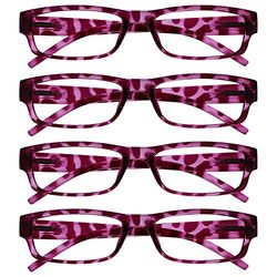 The Reading Glasses Company La Compañía Gafas De Lectura Rosa Concha Ligero Cómodo Lectores Valor Pack 4 Estilo Diseñador Hombres Mujeres UVR4PK032PK +3,00