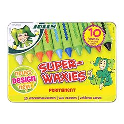 Jolly Superwaxies Waxkrijt, permanent, waterbestendig, 10 stuks in metalen etui