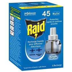 Raid Recharge Electrique Liquide 45 Nuits 3en1 - Moustiques & Moustiques Tigres - 1 Recharge 45 Nuits