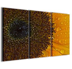 Kunstdruk op canvas, Sunflower De moderne afbeeldingen uit 3 panelen zijn al ingelijst, canvasdruk, klaar om op te hangen, 120 x 90 cm