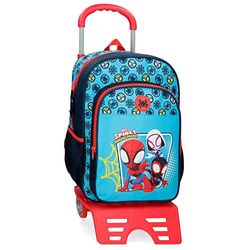 Marvel Spidey Team Up schoolrugzak met trolley, blauw, 30 x 40 x 13 cm, polyester, 15,6 l, Rosa Roja, schoolrugzak met trolley