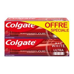 Max White Ultra Dentifricio Bianco Pulizia profonda 75ml - denti più bianchi in 3 giorni* - Morbido per lo smalto, uso quotidiano - Confezione da 2 x 75 ml