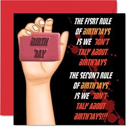 Fun Birthday Cards for Men & Women - Fight Soap - Funny Happy Birthday Card for Mum Dad Sister Brother Daughter Uncle Auntie 145mm Joke Humour Banter Bday Greeting Cards