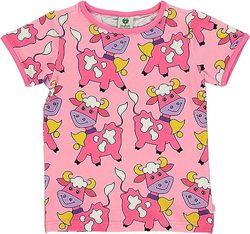 Småfolk flickor med cows T-shirt, Havsrosa, 7-8 år