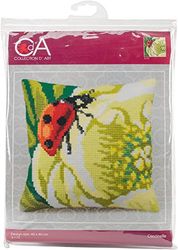 Collection d'Art CD5172 Ladybird Kit Point de Croix pour Coussin Coton Multicolore 40 x 40 cm